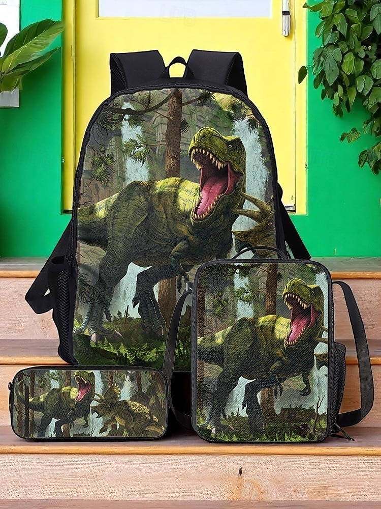 3 darabos dinoszaurusz hátizsák szett gyerekeknek – t-rex mintás iskolatáska uzsonnástáskával és tolltartóval, tartós, könnyű könyvtáska fiúknak és lányoknak, ideális iskolába, utazáshoz és születésnapi ajándékokhoz (Vincent Hie) 2026 - $32.99 –P2