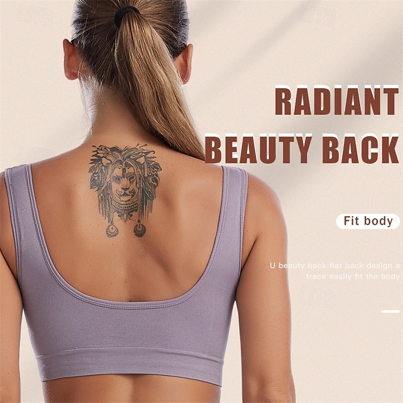 Women's Yoga Bra Pilates Bra Sports Bra Bra Top Push Up Seamless Anti-vibration Wireless Solid / Plain Color Sport Activewear Deep Purple Watermelon Red Gym Zumba Running 2025 - $8.99 –P16