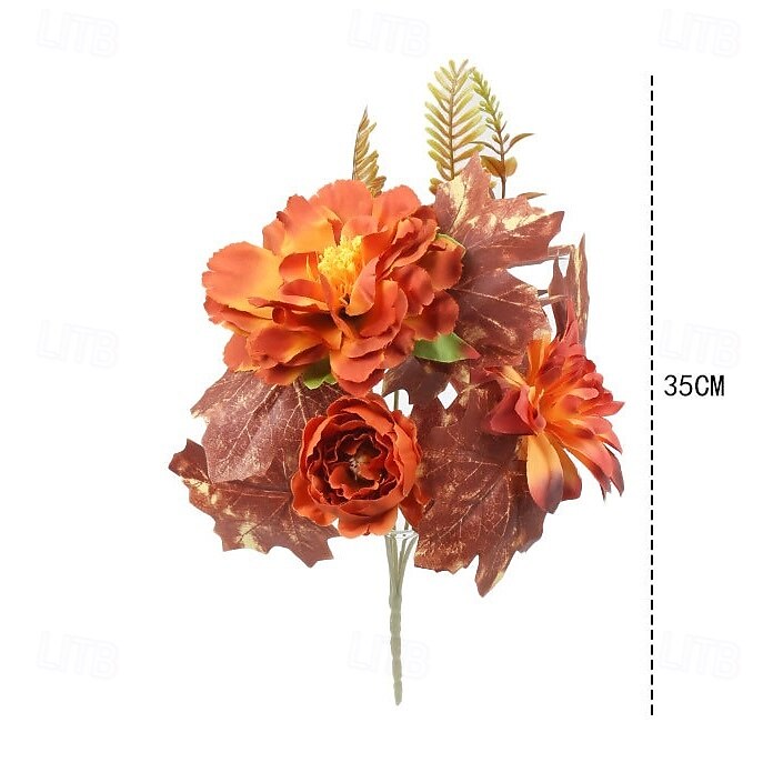 1 ramo de flores artificiales de otoño, corona de calabaza con hojas de arce para Acción de Gracias, arreglo decorativo para el hogar otoñal de Halloween 2025 - $8.99 –P17