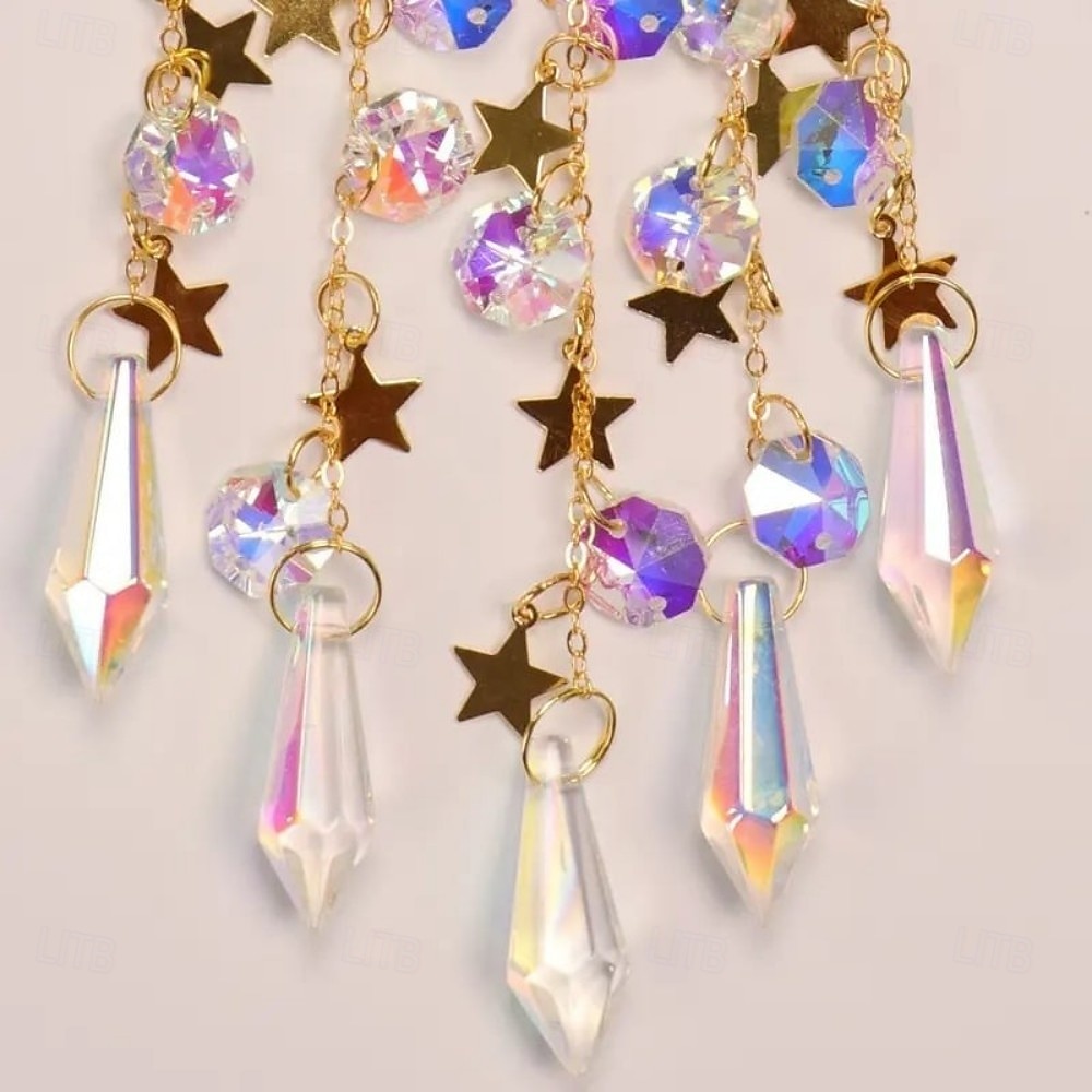 Crystal Sun Catcher Golden Flame Moon Hanging Ornament, AB Color Window Hanging Decor for Indoor Outdoor Garden Courtyard Bedroom, Suncatcher for Window Light Prism Decoration 2025 - $18.99 –P3