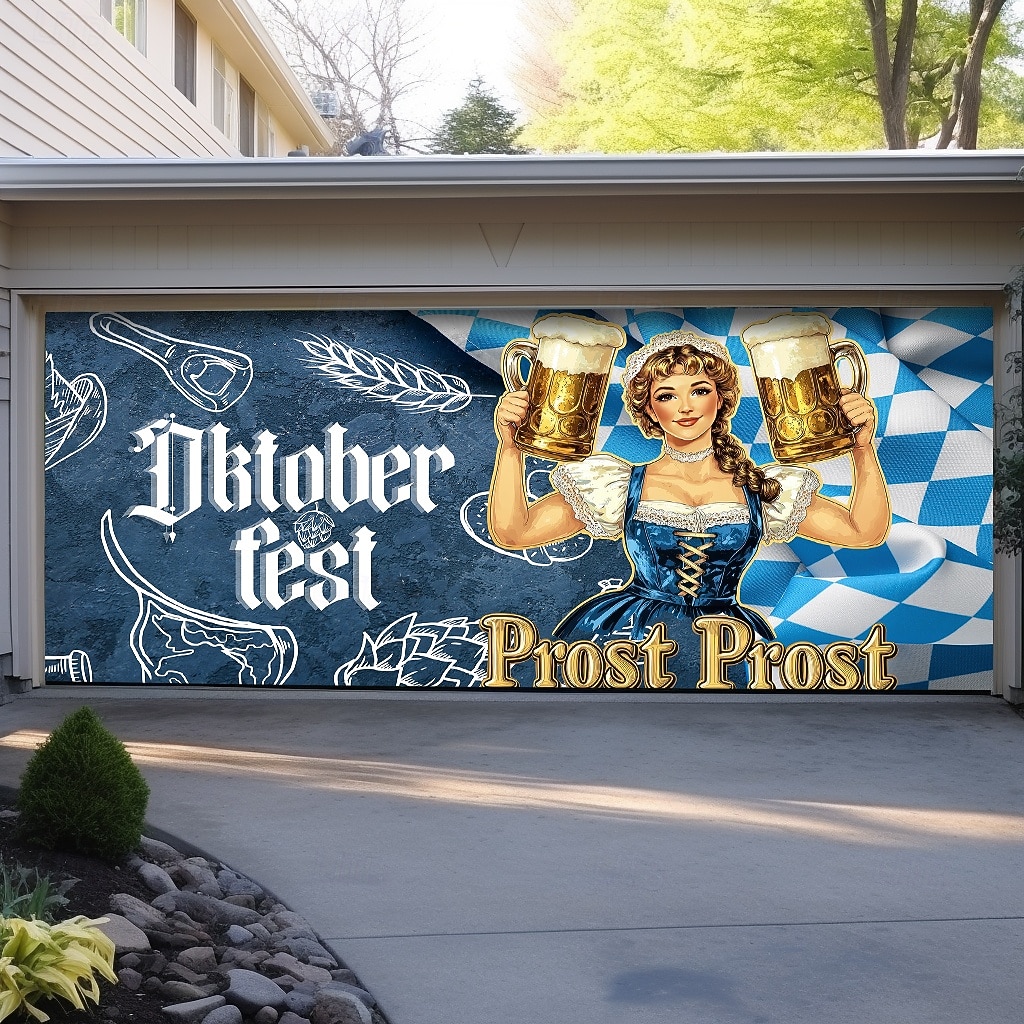 Oktoberfest utendørs garasjeportdeksel banner vakker stor bakteppedekorasjon for utendørs garasjeport hjem veggdekorasjoner arrangement fest parade 2026 - $32.99 –P2