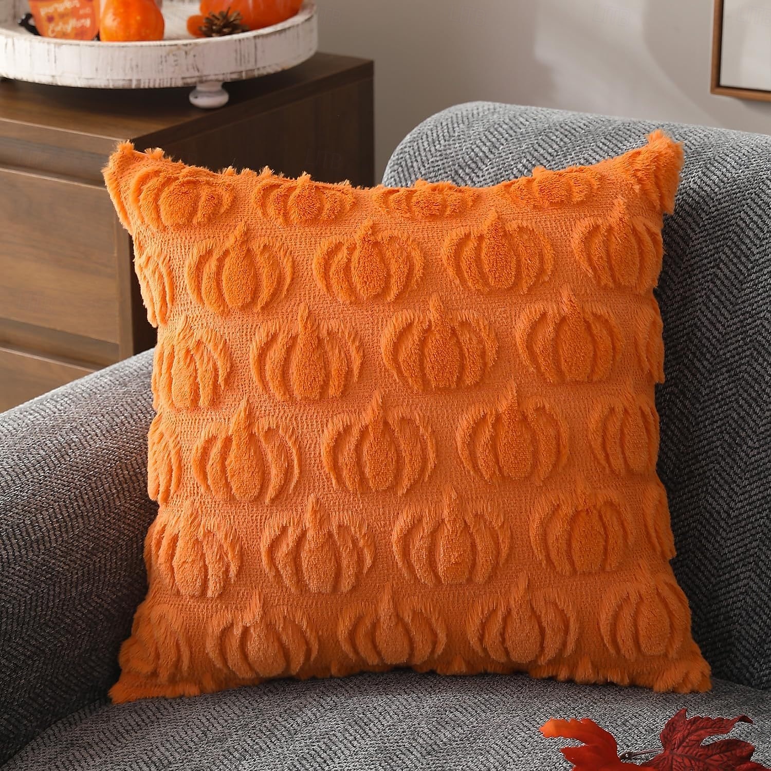 Fall Pillow Covers Fall Decorations Autumn Orange Pumpkin Throw Pillow Cases Soft Plush Faux Fur Wool Couch Cushion Case for Chair Sofa Bedroom Living Room Home Decor 2025 - $7.49 –P6