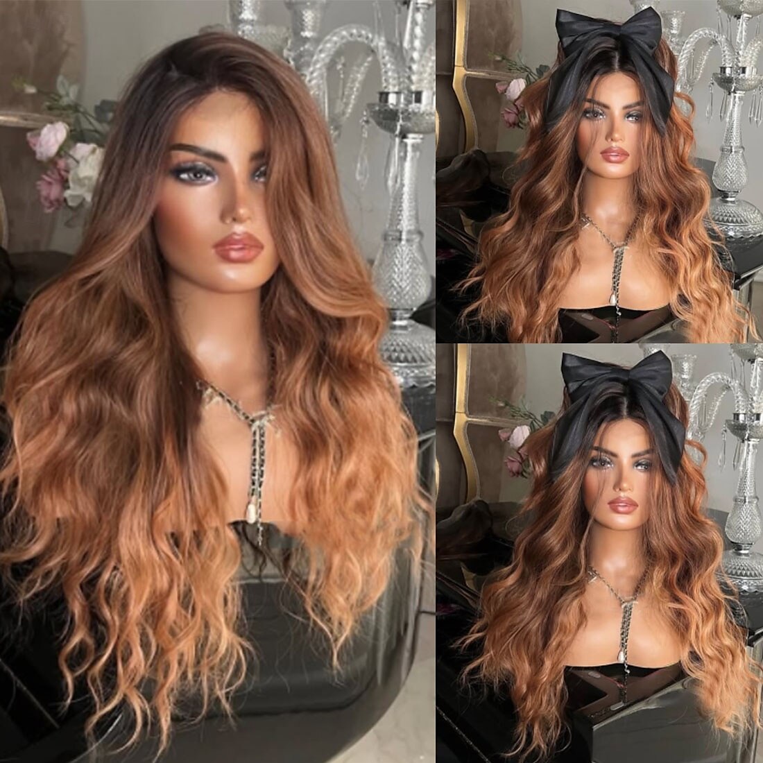 Perruque Cheveux vierges non transformés 5x5 Fermeture dentelle frontale 13x4 Cheveux Brésiliens Ondulé Multicolore Partie libre Femmes Densité 130% 150% Cheveux Ombrés Ligne de Cheveux Naturelle de 2025 ? $342.79 –P1