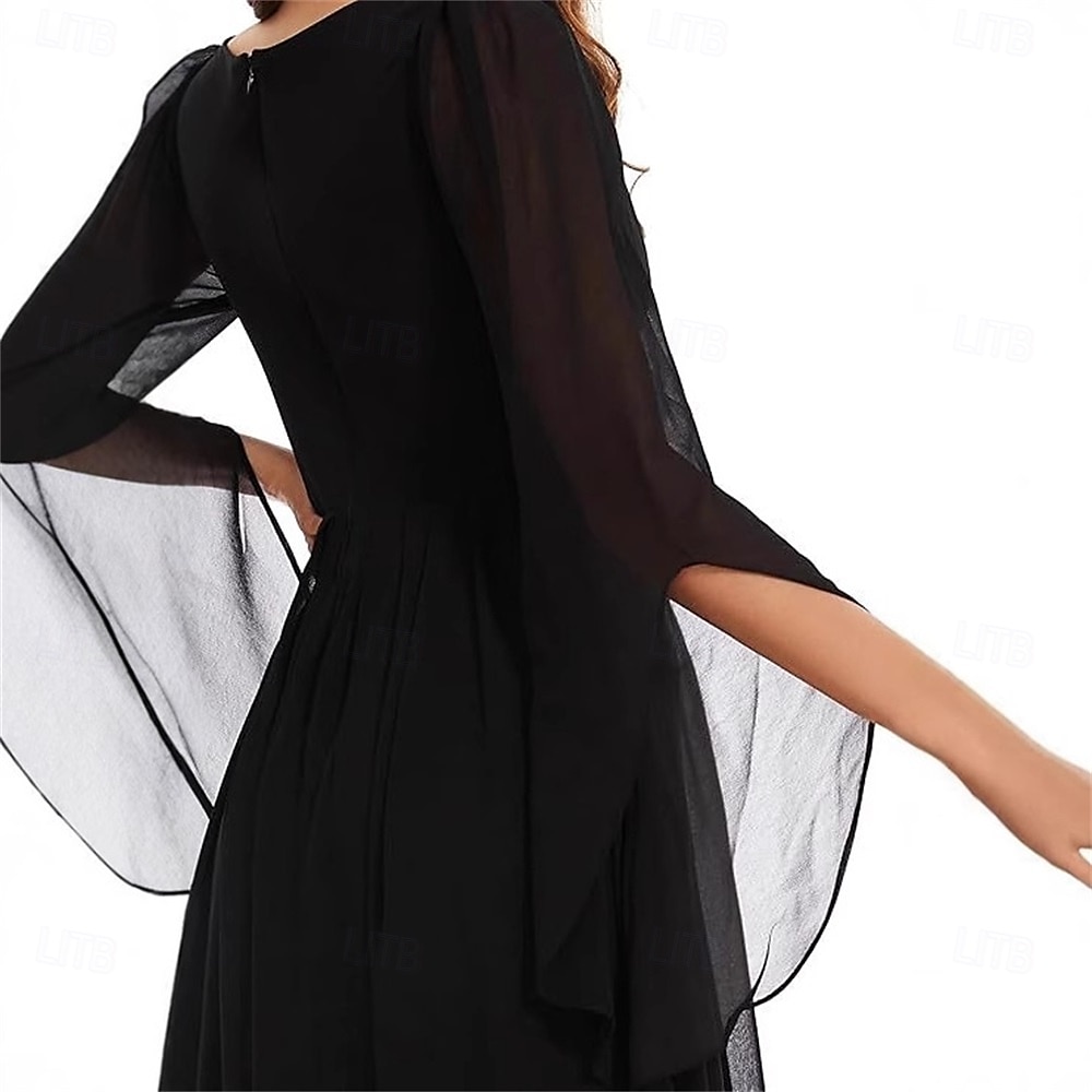 Φόρεμα A-Line της Μητέρας της Νύφης Elegant Απλό V Λαιμό Μήκους Δαπέδου Σατέν Μακρύ Μανίκι με Πτυχώσεις Ομοιόμορφο Χρώμα 2025 - $119.99 –P4