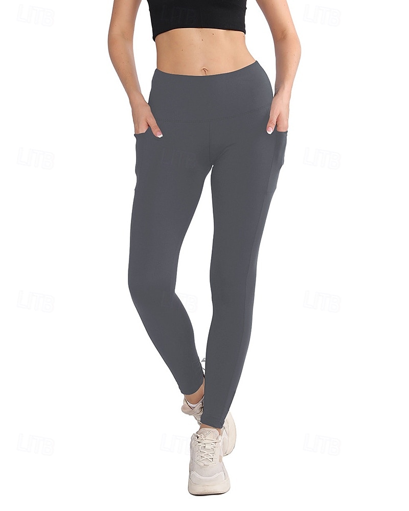 Women's pilates leggings Capri Leggings Sports Pants Pockets Lightweight Pilates Gym Running Pants Solid Color Navy Black Pink Plus Size Sports Activewear Micro-elastic 2026 - $17.49 –P13