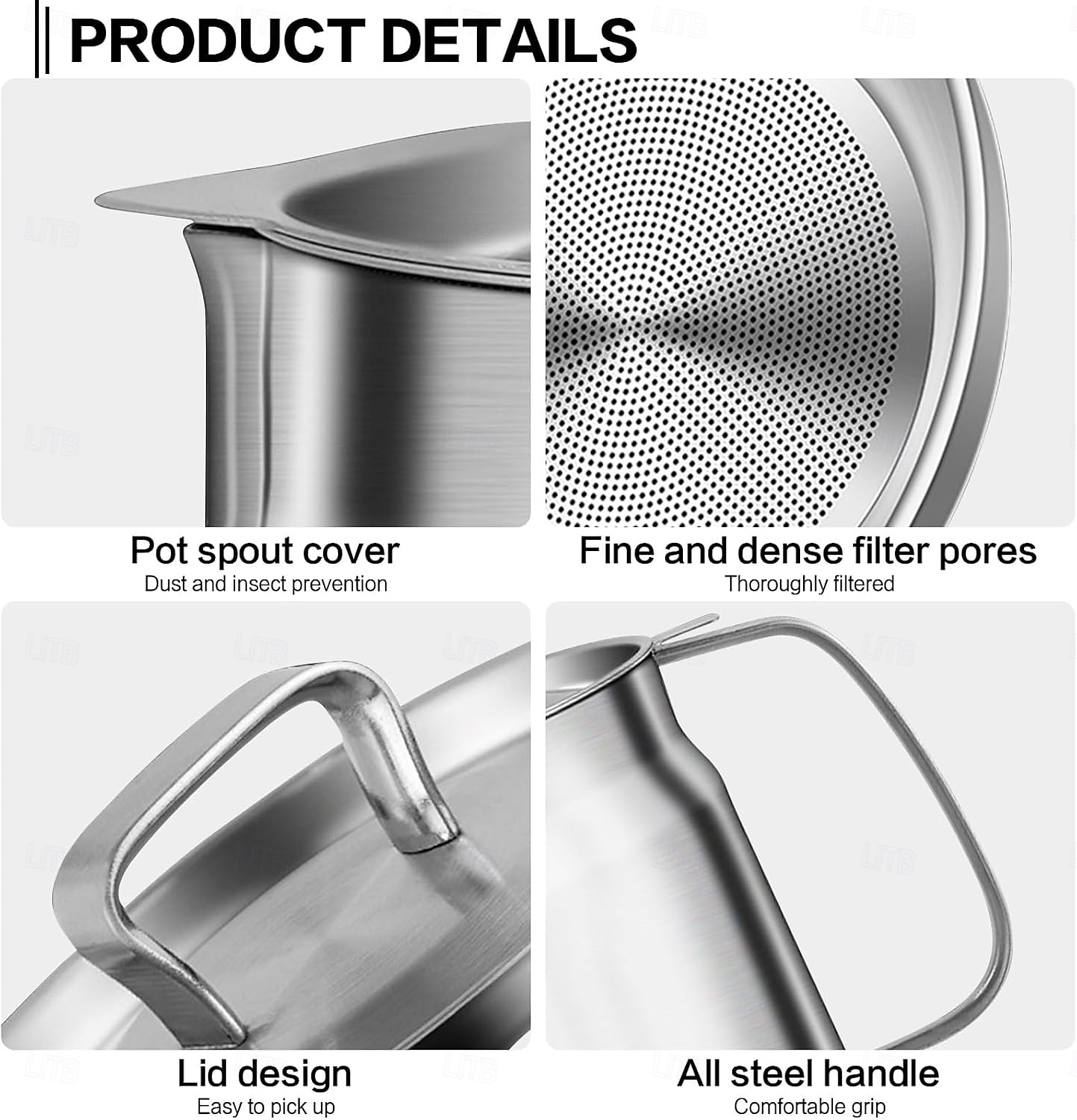 Panela de óleo de aço inoxidável 304 de 1,5 l/2 l com filtro, recipiente de gordura essencial para fritura profunda, filtro de óleo versátil de grande capacidade e multifuncional para fritar, ferver e de 2025 por $33.99 –P6