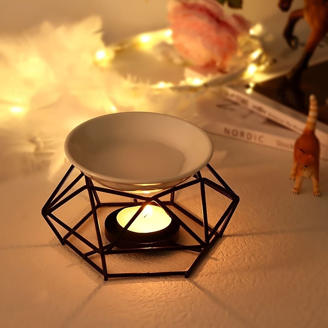 1 set keramische theelichthouder - geurige etherische olie diffuser aroma-rijke kaars olie warmer zachte theelicht wax smelt warmer - uniek vogelnest ontwerp duurzame metalen constructie perfect f 2025 - $18.49 –P13