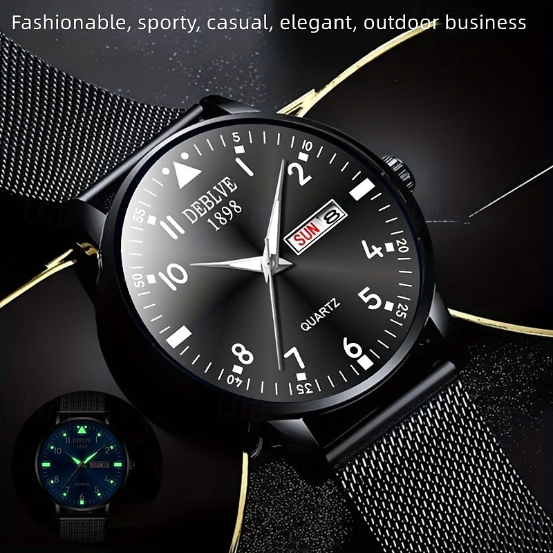 A New Milan Stainless Steel Bracelet Business Quartz Watch With A Px7 Water Resistance Rating And Luminous Date And Day Display. It Is A Fashionable Trendy Casual And Versatile Sports Men'S Business 2025 - $16.99 –P4
