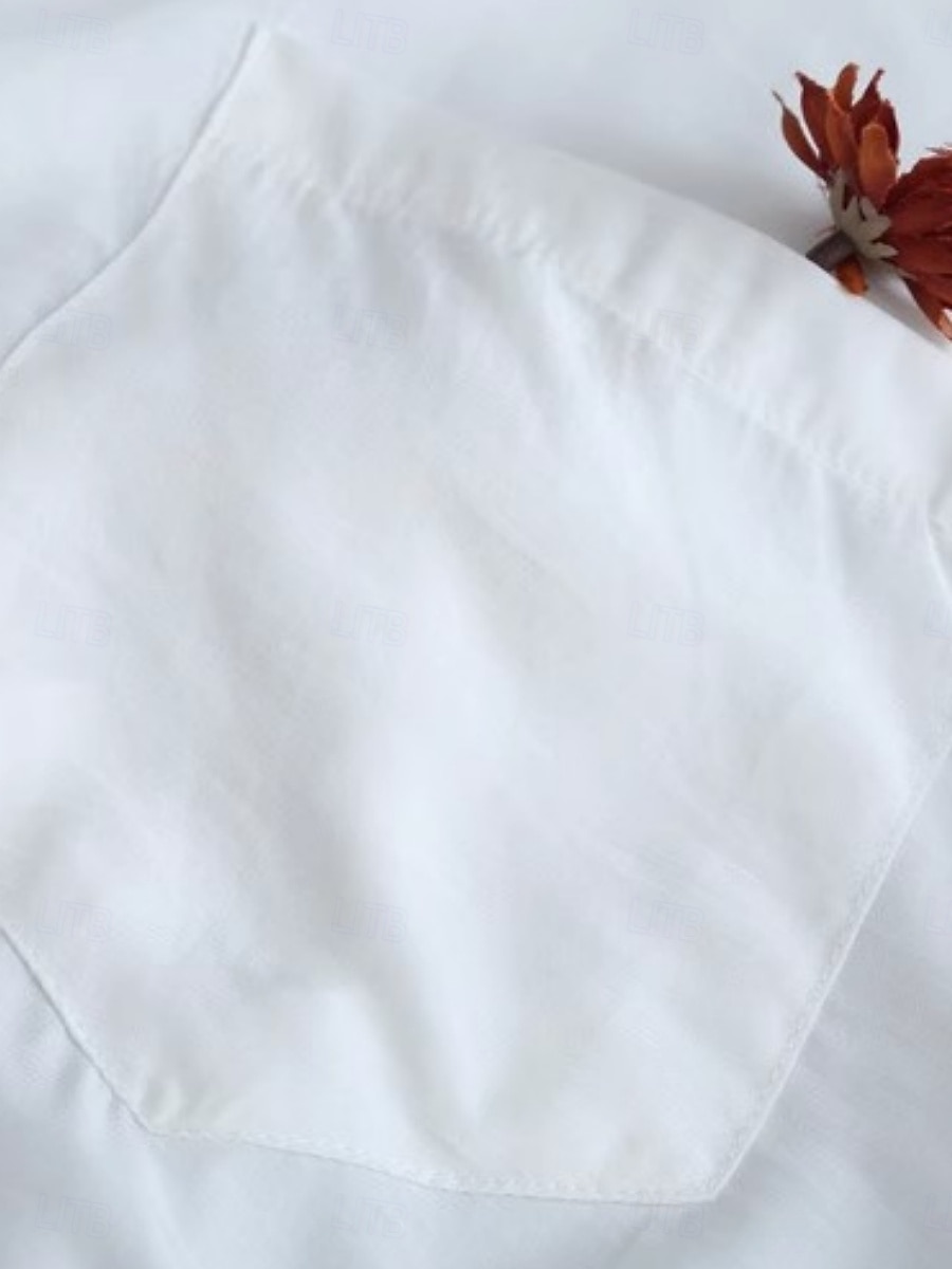 2025年 女性用 シャケット 快適 高通気性 ボタン カジュアル 平織り バケーション ストリート カジュアル デイリーウェア シングルブレスト ロング ラペル レギュラー 長袖 アウターウェア ホワイト ブルー 春 秋 コレクション – $19.99 –P8