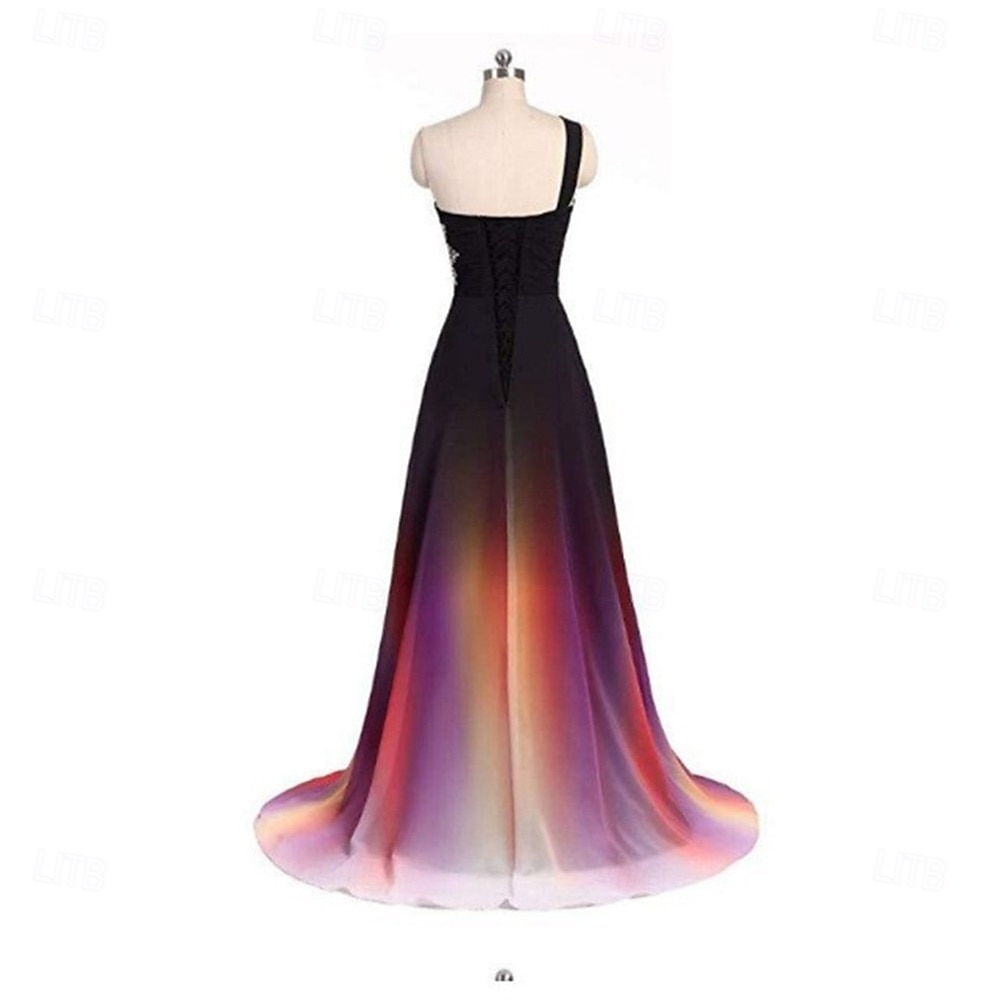 Linea ad A Abito da Sera Elegante Vestito Formale Matrimonio Lunghezza al pavimento Senza Maniche Monospalla Chiffon con Pieghe 2025 del 2025 a $119.99 –P6