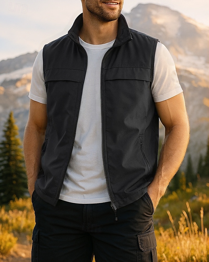 Men's Hiking Vest Sleeveless Vest Outdoor Breathable Lightweight Zipper Chinlon Black Army Green Red Hunting Fishing Climbing 2025 - $32.99 –P7