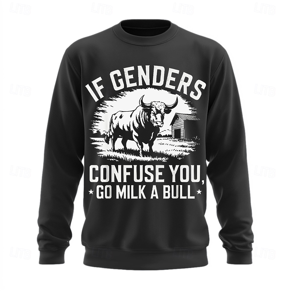 Herre Grafisk Morsom Slang Genser Mote Daglig Langermet Crew-hals Svart Hvit Crewneck 3D Alle årstider Designer 2025 - $26.99 –P1