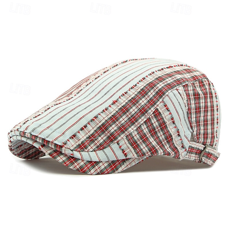 Per uomo Coppola Cappello Ascot Cappello da Giornalista Nero Rosso Cotone Moda Casual Streetwear Quotidiano Plaid Regolabile Protezione solare Traspirante del 2026 a $12.99 –P9