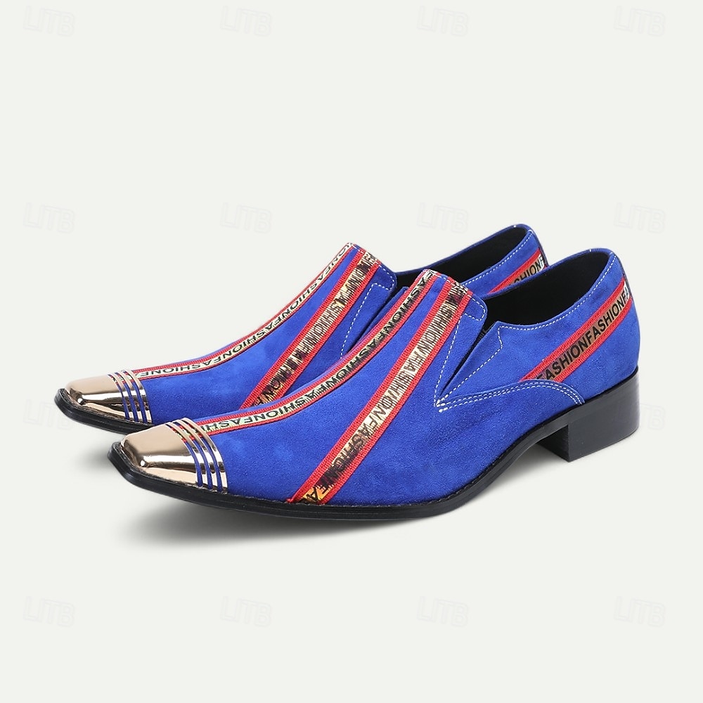 Men's Red Slip-On Leather Boots with Gold Tip Unique Printed Stripes–Modern Western Boots for Casual, Everyday Wear 2025 - $119.99 –P1