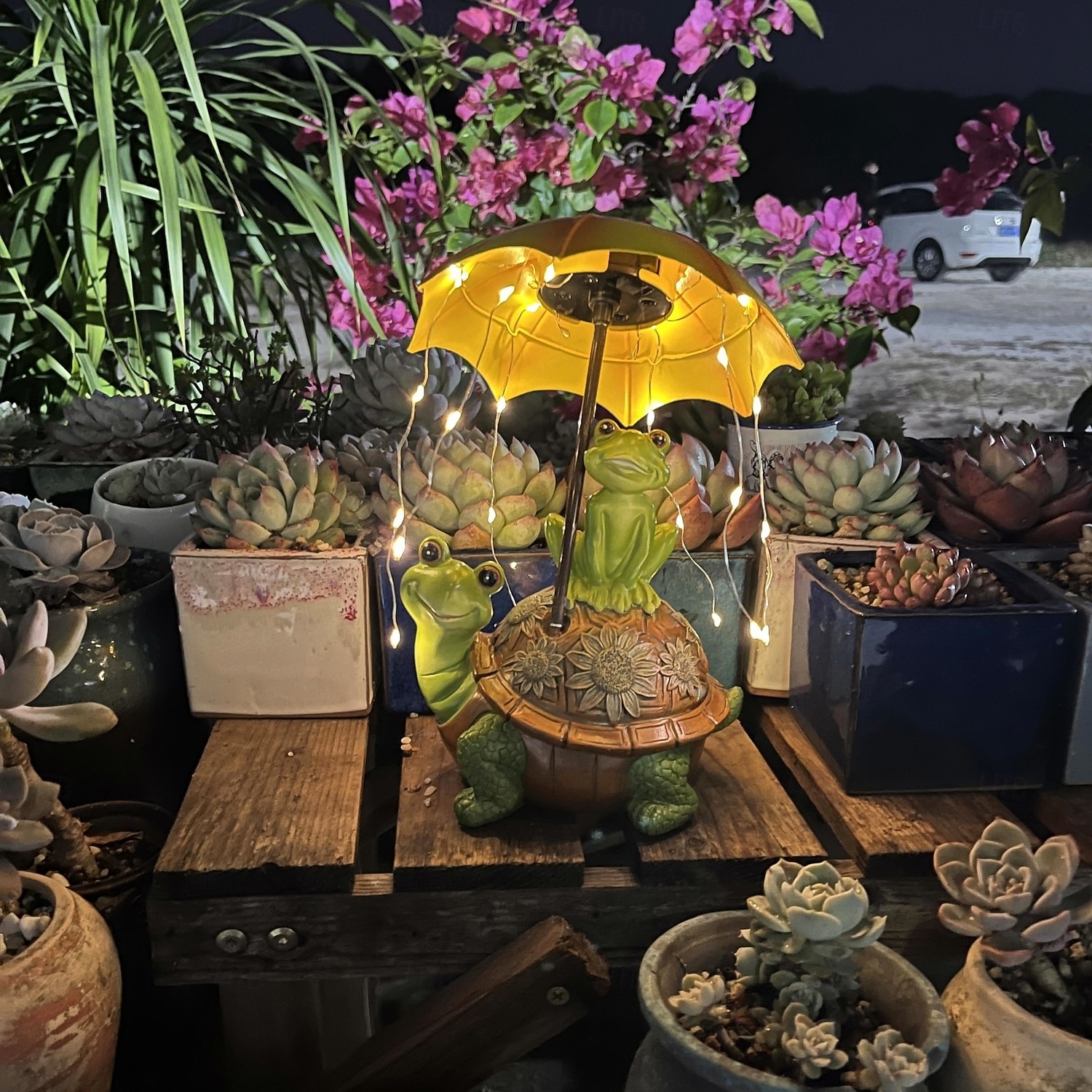 1 lámpara decorativa de resina con forma de tortuga solar impermeable para exteriores, con forma de rana y paraguas, para patio, jardín, parque, césped, sendero, luces de observación paisajísticas. 2026 - $26.99 –P6