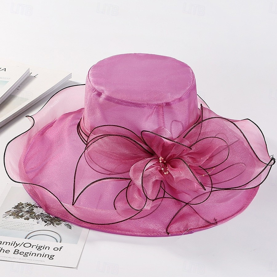 Hatter organza Solhatt Formell Bryllup Aftenselskap Te Fest Hesteløp Elegant Årgang Med Blomster Hodeplagg Hodeplagg 2025 - $15.49 –P8