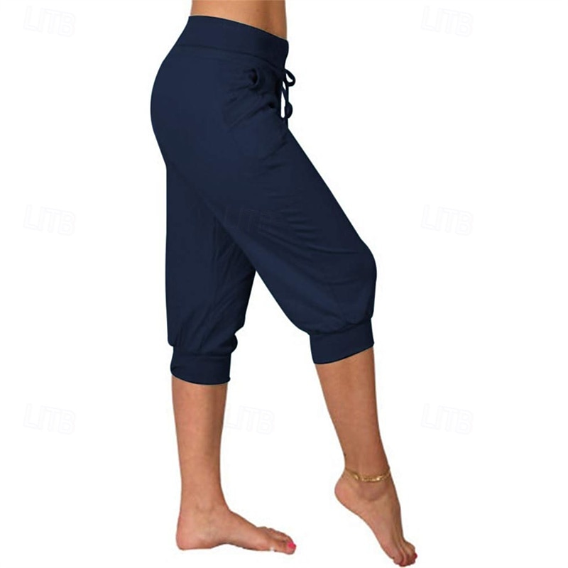 Dame Capri-bukser Søndagsshorts Gatemote Fritid Kalv lengde Medium Midje عادي Elastisk midje Snorer Pusteevne Myk Mikroelastisk Feriereise Gate Dagligdagstøy Svart Rosa Navyblå Grønn Sommer Normal 2025 - $16.99 –P20