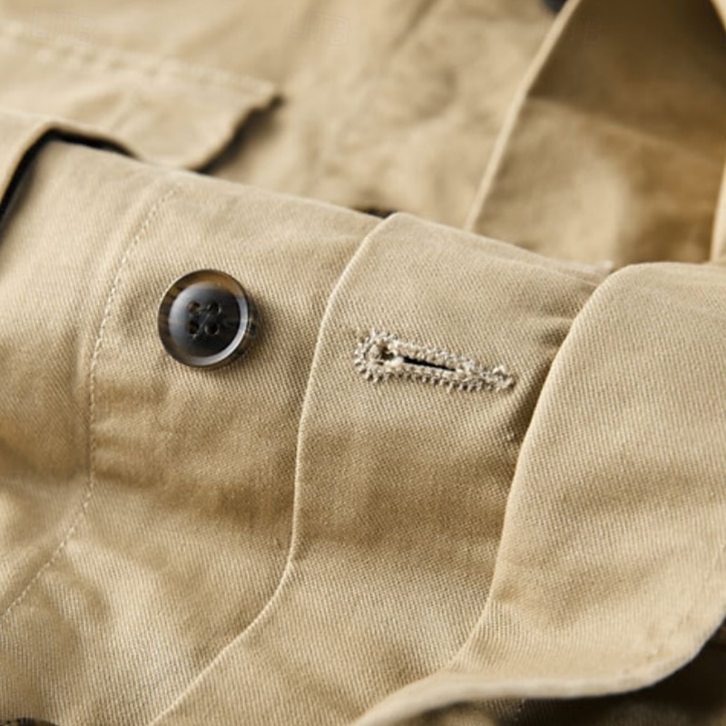 Herr Lättviktsjacka Trucker Jacka Chore Jacka Formell Hem Bärbar Ficka Vår Höst Vinter Ensfärgat Aktiv Vintage Nedvikt Normal Svart Grön Kaki Jacka 2025 - $52.99 –P5