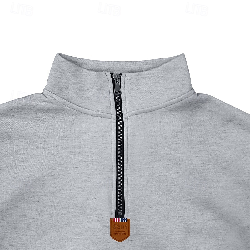 Hombre Sudadera Sudadera con un cuarto de cremallera Albaricoque Negro Blanco Vino Rojo Media cremallera Plano Deporte Diario Festivos Poliéster Ropa de calle Básico Casual Primavera Otoño Ropa 2025 - $21.99 –P4