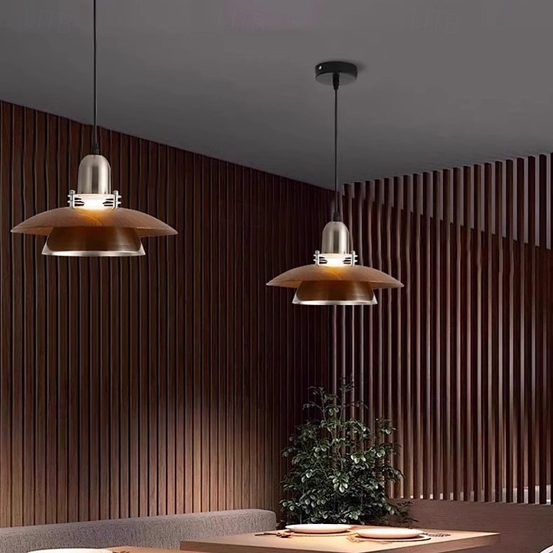 retro middelaldermetall &UFO-pendellampe i tre, mid-century, til spisestue/soverom 2025 - $172.99 –P1