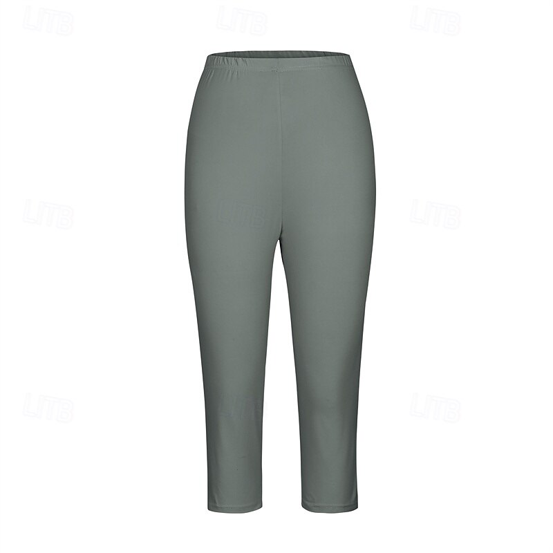 Mulheres Calças Capri Leggings Moda Casual Comprimento da panturrilha Cintura Média Tecido Cintura elástica Confortável Respirabilidade Com Stretch Férias Rua Roupa Diária Amarelo Claro Vinho de 2025 por $15.99 –P11