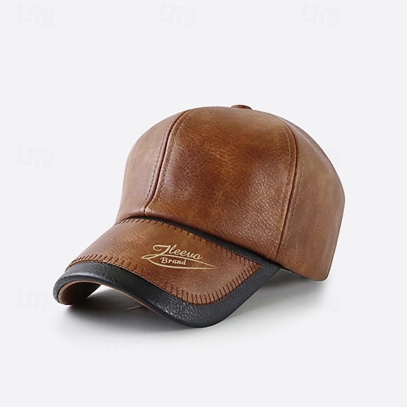 Herren Baseballkappe Sonnenhut Trucker-Kappe Schwarz Kaffee PU Mode Lässig Straße Täglich Farbblock Verstellbar Sonnenschutz Atmungsaktiv 2025 - $15.49 –P2