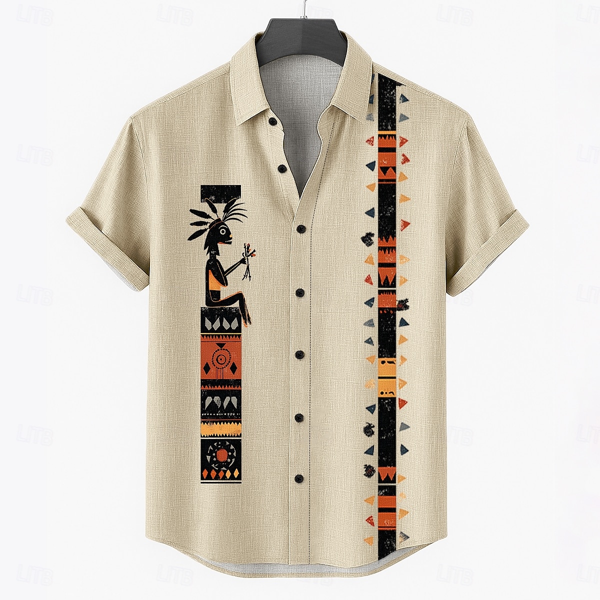 Hombre Camisa de lino Camisa de verano Ropa de playa Abotonar la camisa Tribal Vacaciones Casual Azul Piscina Verde Trébol Caqui Manga Corta Cuello Vuelto Verano Primavera Ropa 2025 - $24.99 –P4