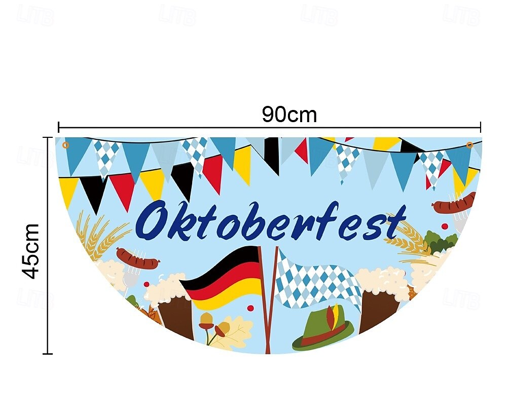 Oktoberfest tysk bayersk vimpel flagg 3 x 1,5 ft ikke-pleated sjekk blå hvit vifte flagg banner polyester flagg feriested utendørs hengende dekorasjon 2025 - $8.99 –P1