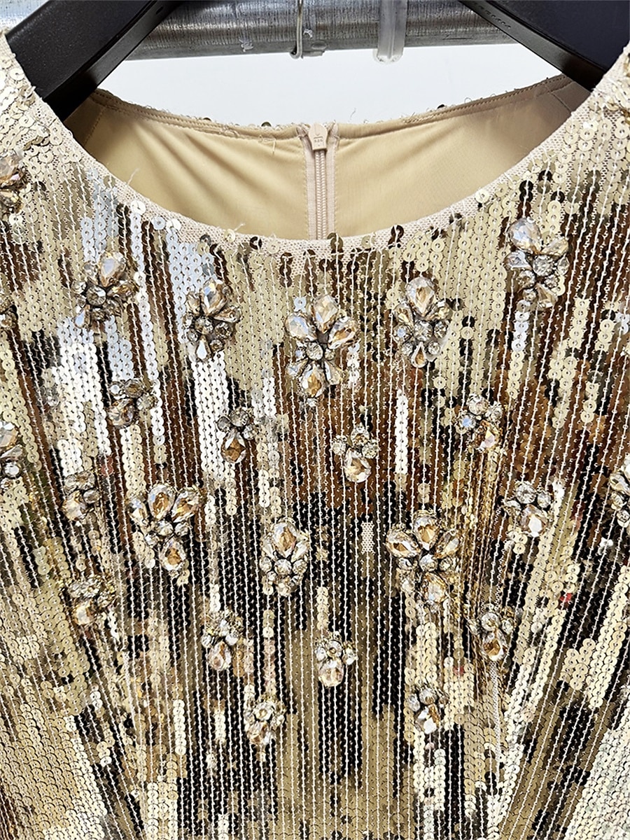 Robe Quinceanera Sirène  Trompette Robes Élégante Robe de Mariage Formelle Longueur Maxi Manches Longues Col Rond Pailletée avec Paillettes de 2025 ? $179.99 –P8