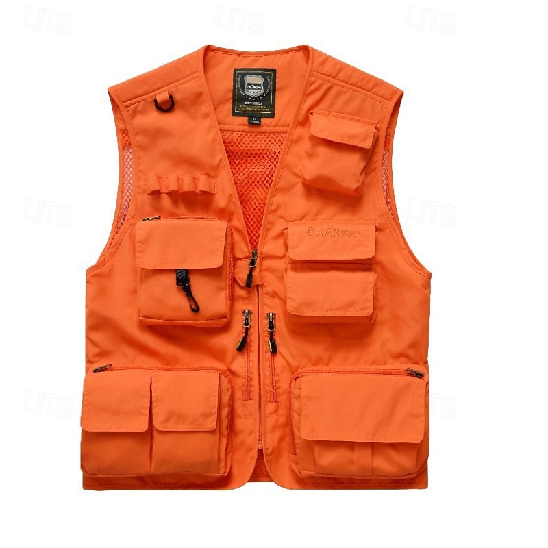 Hombre Chaleco de pesca Chaleco para senderismo Invierno Otoño Al aire libre Secado rápido Ligero Transpirable Chaleco Caza Pesca Escalada Negro Rojo Naranja Caqui 2026 - $34.99 –P5