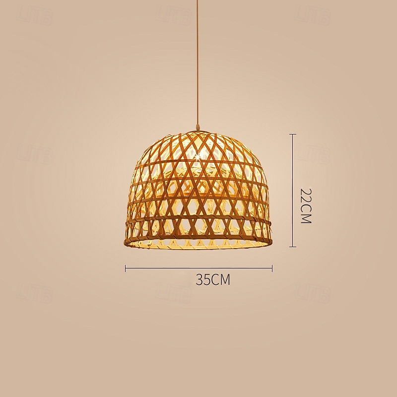 Suspension dôme en rotin de chanvre naturel, luminaire suspendu en osier tressé moderne pour couloir, salle à manger, lampe suspendue en cloche à nervures en rotin tressé ouvert de 2025 ? $126.99 –P4