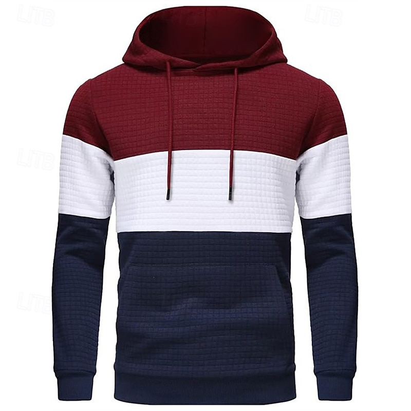 Hombre Sudadera Blanco Amarillo Vino Verde Ejército Caqui Con Capucha Bloque de color Bolsillo Con Texturas Deporte Diario Festivos Poliéster Ropa de calle Básico Casual Primavera Otoño Ropa 2025 - $20.99 –P1