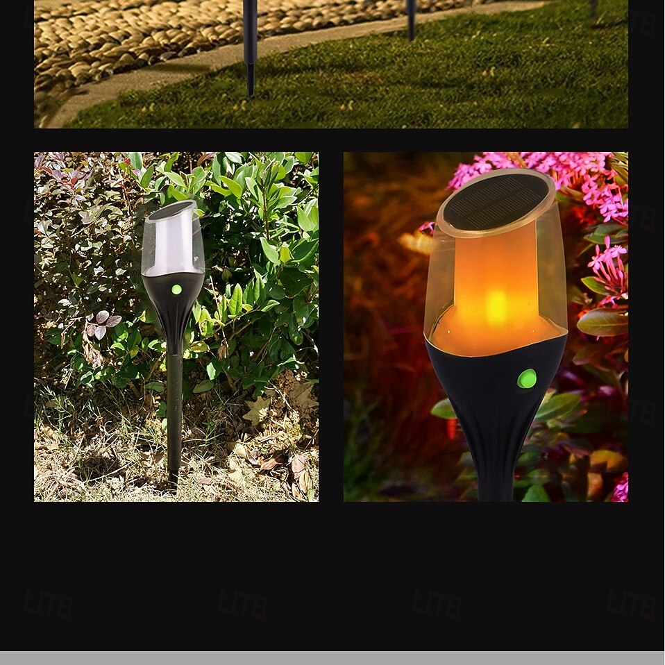 1 Pc Outdoor Waterproof Solar LED Torch Ground Plug Light Lawn Garden Courtyard Path Halloween Christmas Festival Flame Jumping Decorative Light Landscape Light 2026 - $16.49 –P2