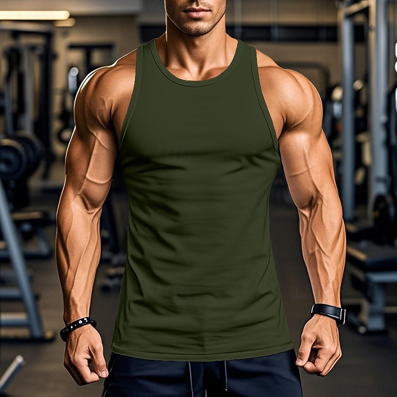 Hombre Camiseta sin mangas Chaleco Camisetas Interiores Camisa sin mangas Sin Mangas Escote Redondo Cuello redondo Verano Color sólido Plano Moda Clásico Cómodo Casual Gimnasia Calle Blanco Camiseta 2026 - $10.99 –P6