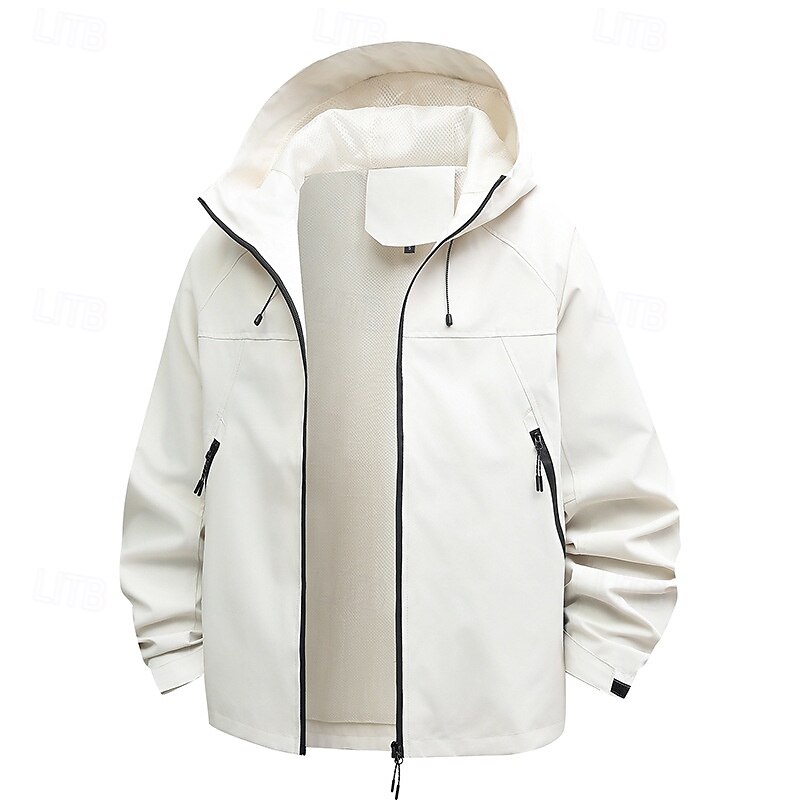 Men's Windbreaker Hiking Jacket rain coat Outdoor Waterproof Windproof Hiking Outfits Hiking Clothes Spring Autumn / Fall Top Camping / Hiking / Caving Running Black White Blue 2025 - $19.99 –P2