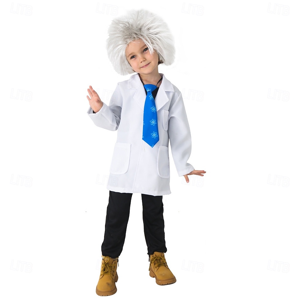 Scienziato Fisico Giornata STEM Parrucche cosplay Costume Cosplay Ragazzi Bambini Performance Vestirsi in modo educativo Vestiti per eventi scolastici Halloween Costume di Carnevale facile del 2025 a kr.370 –P12