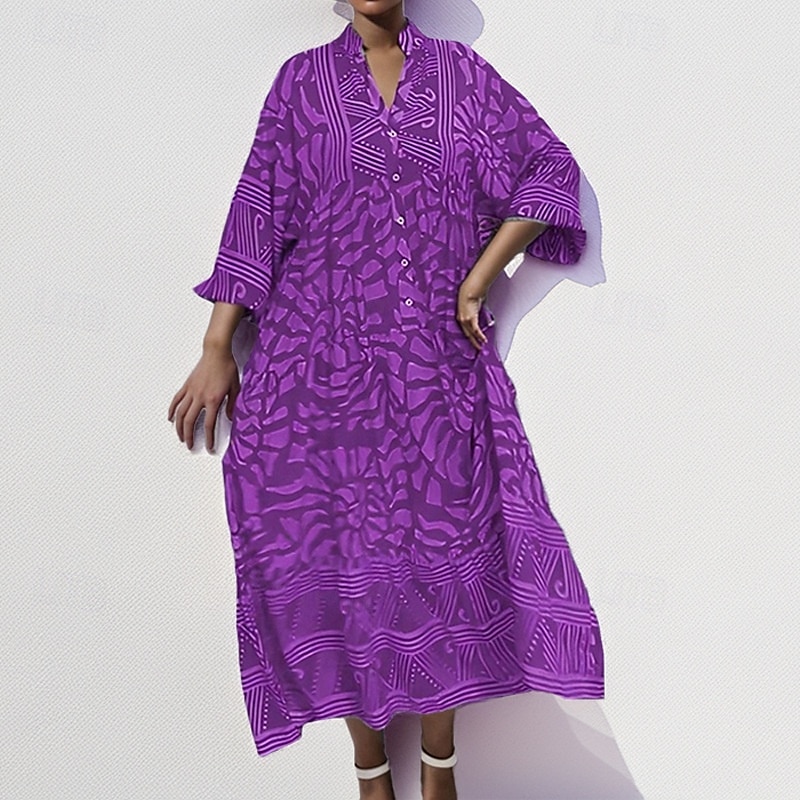 Naisten Mini mekko Väljä mekko A linjainen mekko Loma Vapaa-aika Boheemi ulko- Bile Hiekkaranta Loose Fit Kukka Kuvitettu Geometrinen Pitkähihainen V kaula-aukko Punastuvan vaaleanpunainen Sininen 2025 - $32.99 –P2