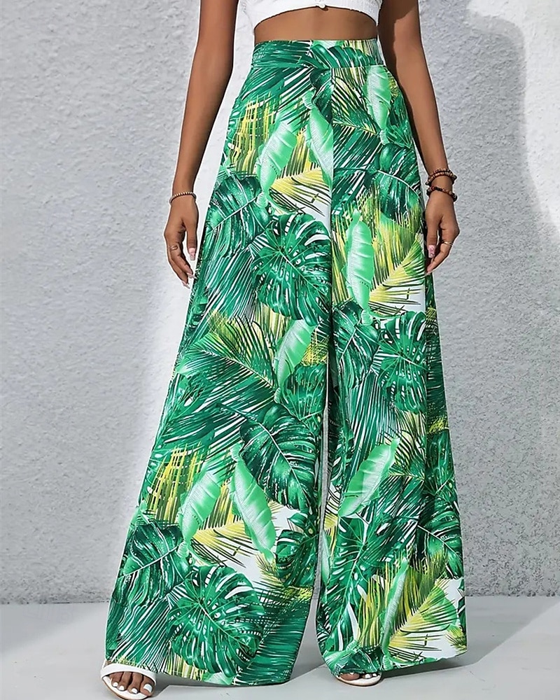 Per donna Gamba larga Pantaloni Casual Boho Lunghezza intera Vita Alta Piante Tasca Design con Coulisse Elastica Traspirabilità Morbido Micro-elastico Vacanza Streetwear Abbigliamento quotidiano del 2025 a $17.99 –P7