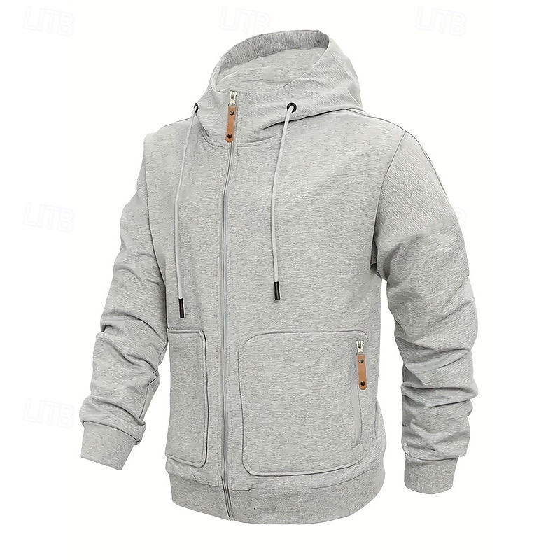 Pánské Kapuce Mikina s kapucí na zip Černá Fialová Námořnická modř Khaki Světle šedá Kapuce Bez vzoru Kapsy Sporty a outdoor Denní Dovolená Polyester Šik ven Základní Na běžné nošení Jaro Podzim 2026 - $28.99 –P2
