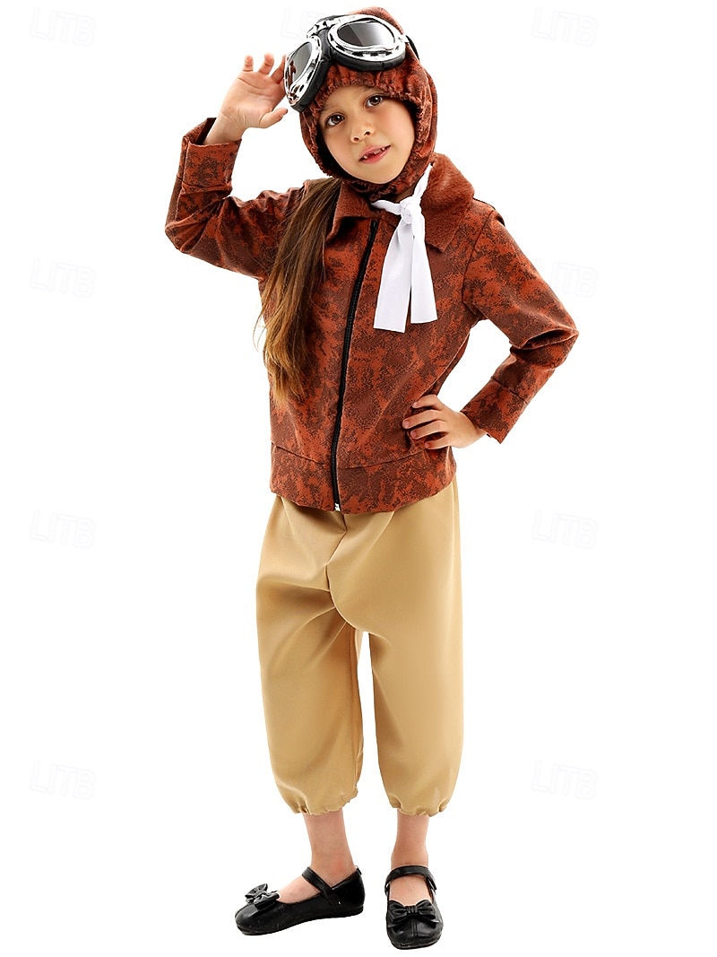 Karnevalskostyme STEM-dagen Karriererollespill Kjoler Drakter Kostume Pilot Pilotbriller Cosplay Barne Jente Halloween Karneval Ytelse Pedagogisk utkledning Kle deg ut på skolearrangementet Kle deg 2026 - $41.99 –P3