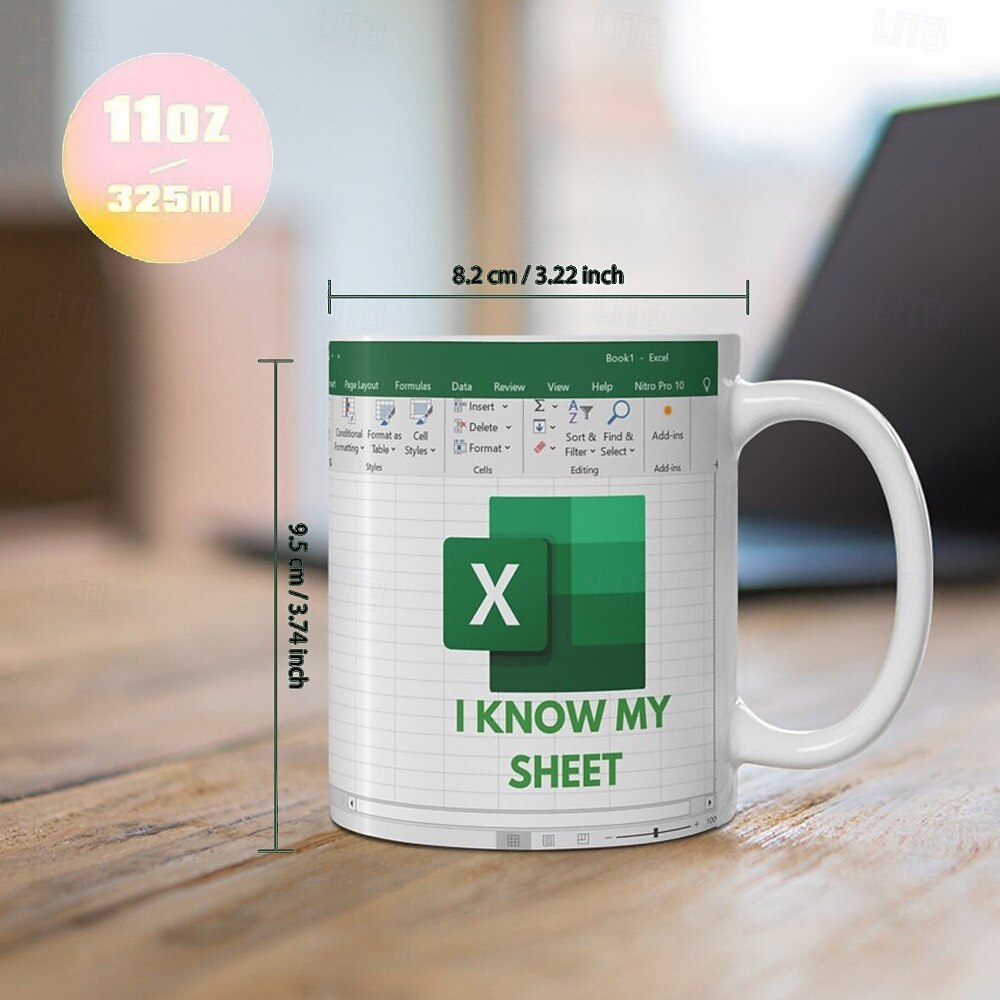 kubek excel, zabawny ceramiczny kubek do kawy do biura 330 ml/12 uncji, prezent dla białych kołnierzyków w stylu arkusza kalkulacyjnego dla współpracownika, analityka, księgowego, szefa, dekoracja 2025 - $15.49 –P2