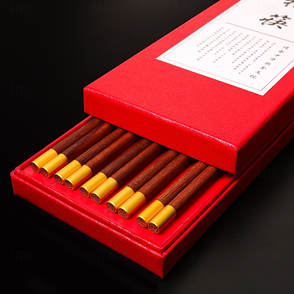 5Pairs Wood Chopsticks Chinese Style Solid Wood Chopsticks Family Hotel Wedding Chopstick Set 2025 - $13.99 –P2