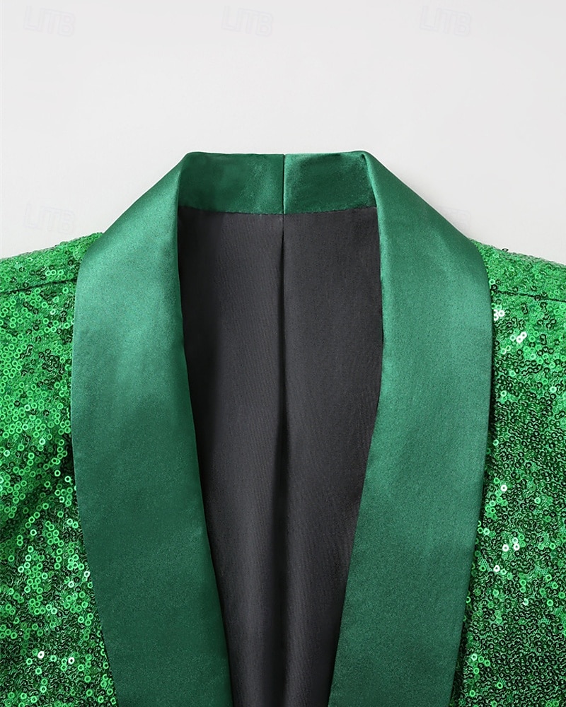 Herr Kavaj Företag Cocktailfest Bröllopsfest Mode Ledigt Vår Höst Polyester Ensfärgat Ficka Knappar Bekväm Enkelknäppt Blazer Grön 2025 - $58.99 –P4