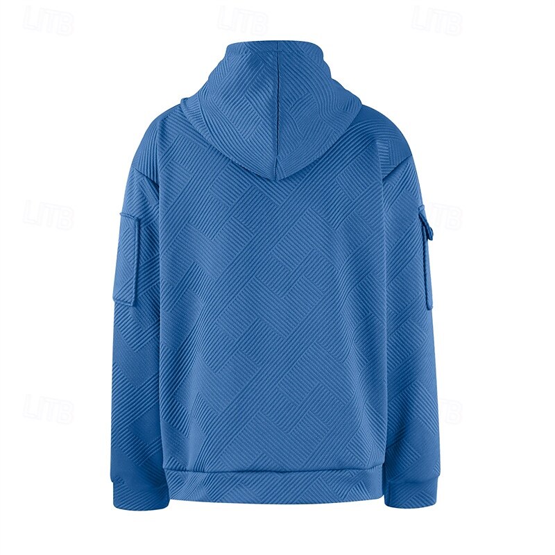 Hombre Sudadera Sudadera con capucha y cremallera de un cuarto Negro Blanco Rojo Azul Piscina Caqui Con Capucha Plano Jacquard Bolsillo Deporte Diario Festivos Poliéster Ropa de calle Básico Casual 2025 - $30.99 –P7