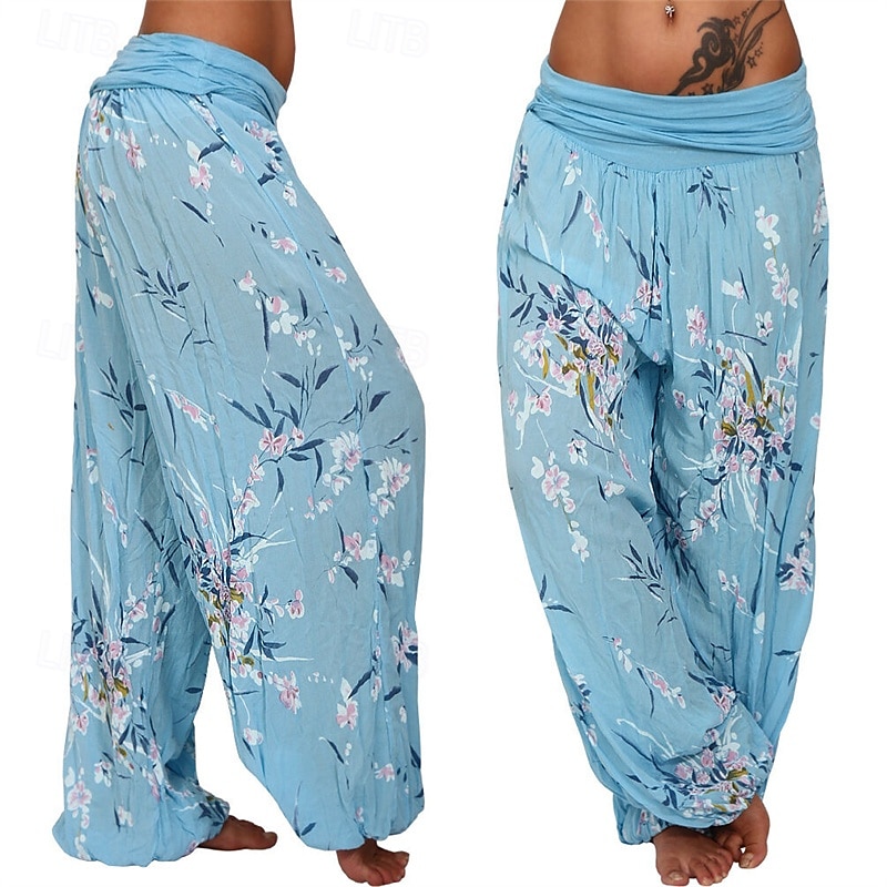 Dam Byxor Harem byxor Palazzo byxor Mode Boho Fullängd Medium Midja Mönster Elastisk midja Bekväm Microelastisk Gata Dagliga kläder Utekväll Vit Gul Ljusgrön Rosa Sommar Vår Normal 2025 - $19.99 –P10