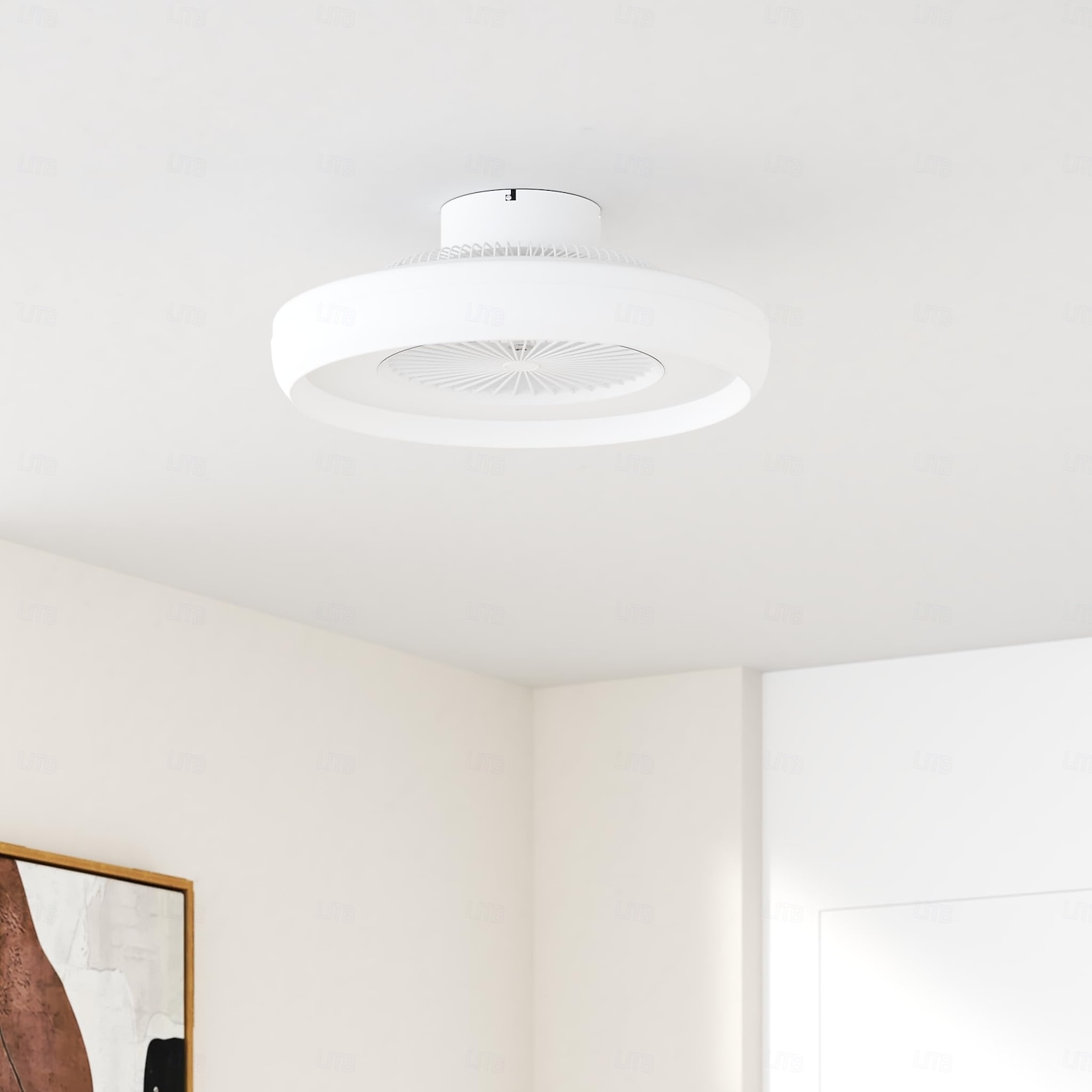 Ventilatore da soffitto senza pale con luce, ventilatore da soffitto a basso profilo, ventilatori da soffitto intelligenti RGB, telecomando Fandelier, lampadario moderno a filo chiuso del 2025 a $302.29 –P2
