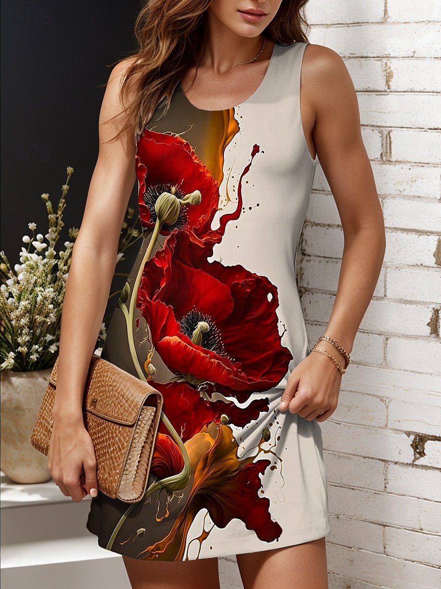 Damskie Sukienka mini Sukienka letnia Sukienka A line Letnie sukienki Urlop Codzienny Codzienny Regularny Ombre Kwiaty Graficzny Bez rękawów Dekolt w kształcie litery U Żółty Wino Czerwony Niebieski 2025 - $21.99 –P7