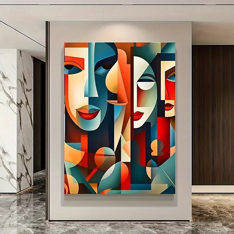 One Piece Modern Cubism Wall Art Canvas Frameless Abstract Geometric Painting Modern Artwork No Frame Required Suitable For Living Room And Bedroom Decoration 2026 - $32.99 –P3