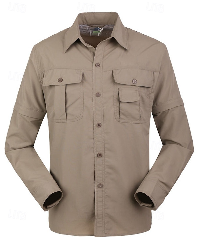Herren Wanderhemd Wanderspitze Cargo-Shirt Langarm Umlegekragen Oberteil Außen Wasserdicht Winddicht Leicht Polyester Dunkelgrau Armeegrün Khaki Laufen Camping / Wandern / Höhlenforschung 2025 - $23.99 –P11