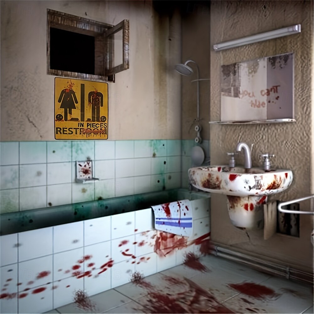 1 kpl halloweeniin liittyviä kauhutarroja, wc-oven tarroja, baarin kummitustalon salainen huone, paeta, tappokoristelun rekvisiittatarvikkeita 2025 - $21.99 –P9